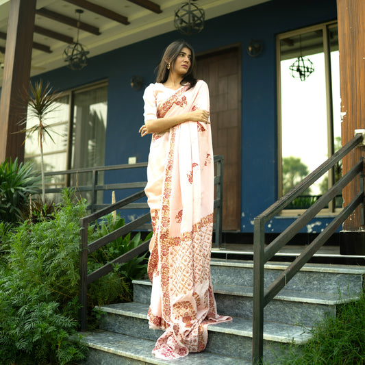 Parwana Hand block print Saree
