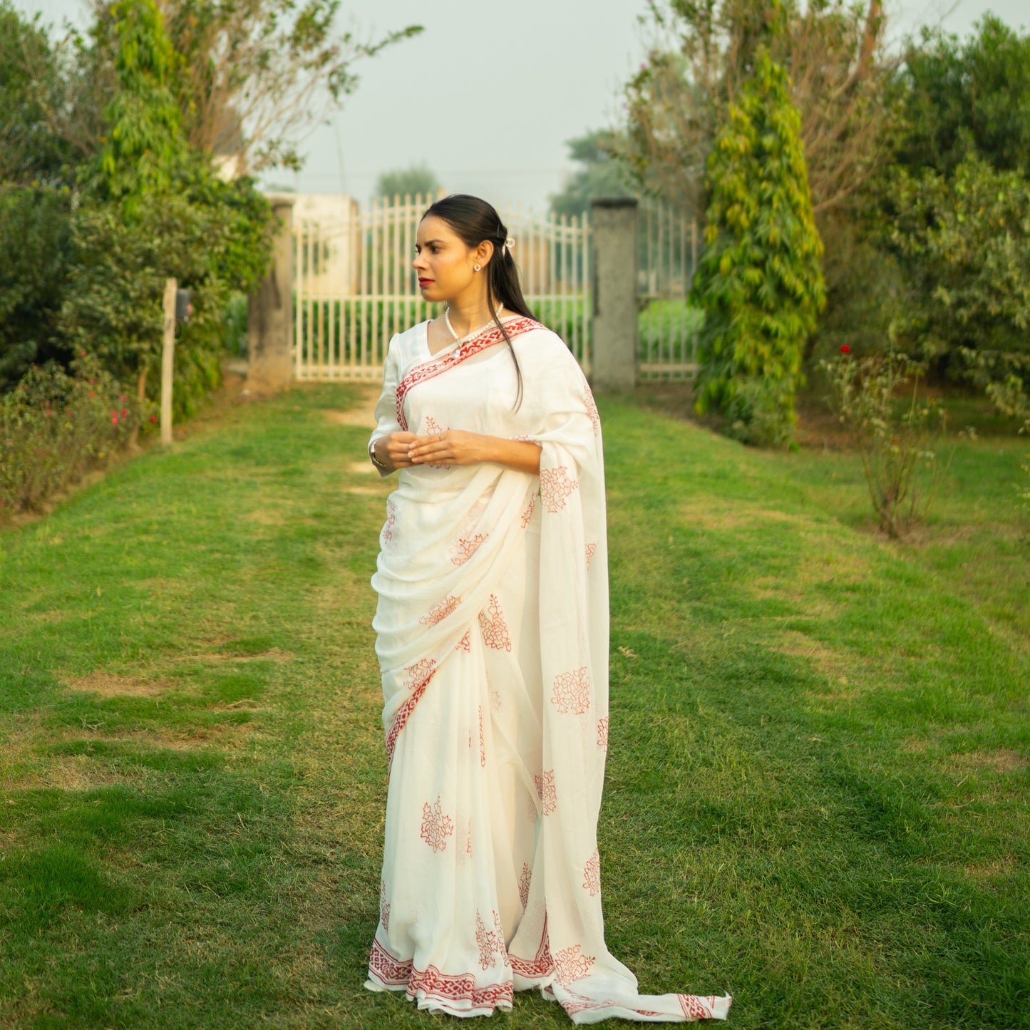 Chandni Chiffon Hand Block Print Saree
