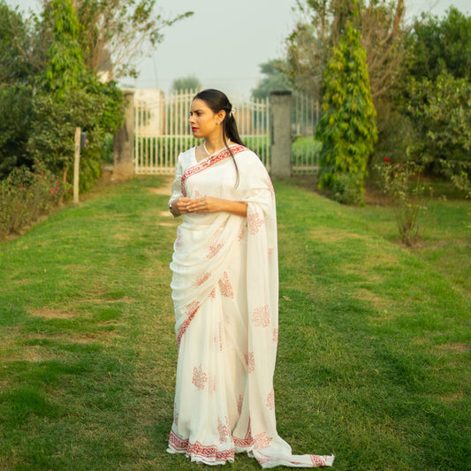 Chandni Chiffon Hand Block Print Saree