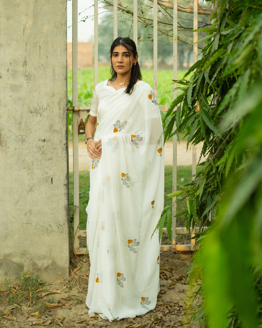 Masakali Chiffon Hand Block Print Saree