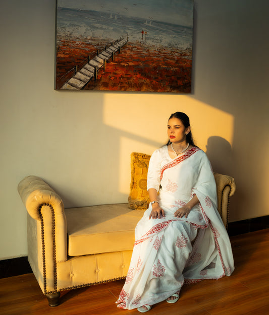 Chandni Chiffon Hand Block Print Saree