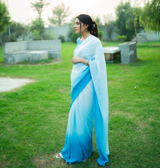 Ombre Blue Saree