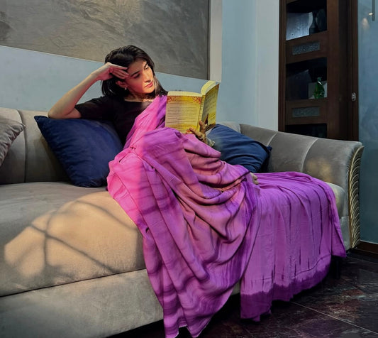 Lavender tie dye saree