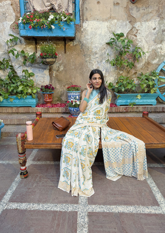 Bahaar Hand Block Print Cotton Saree