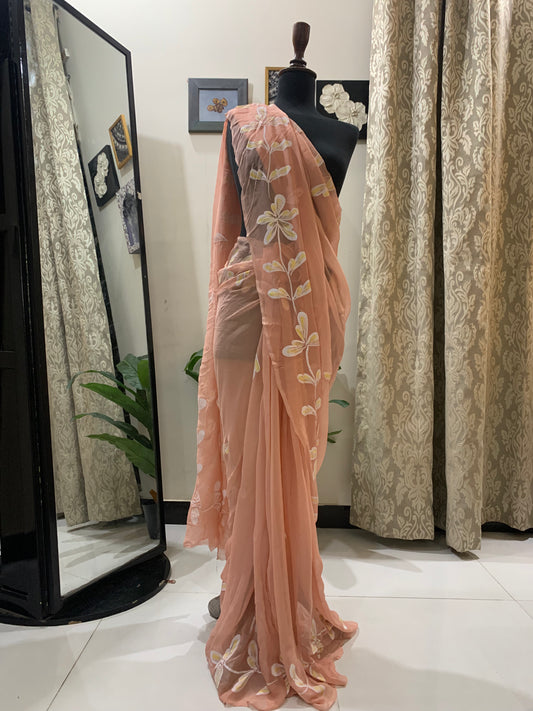 Daisy Chiffon Hand Painted Saree