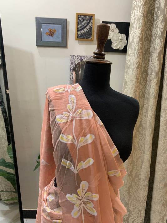 Daisy Chiffon Hand Painted Saree