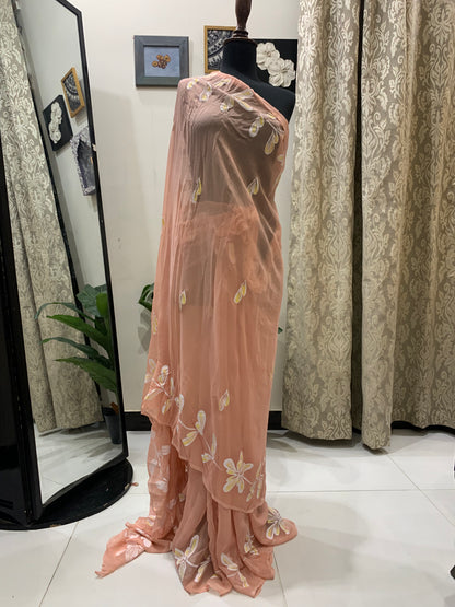 Daisy Chiffon Hand Painted Saree
