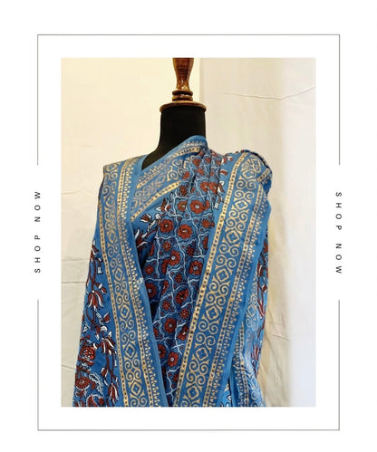 Ajrak Hand block print Saree