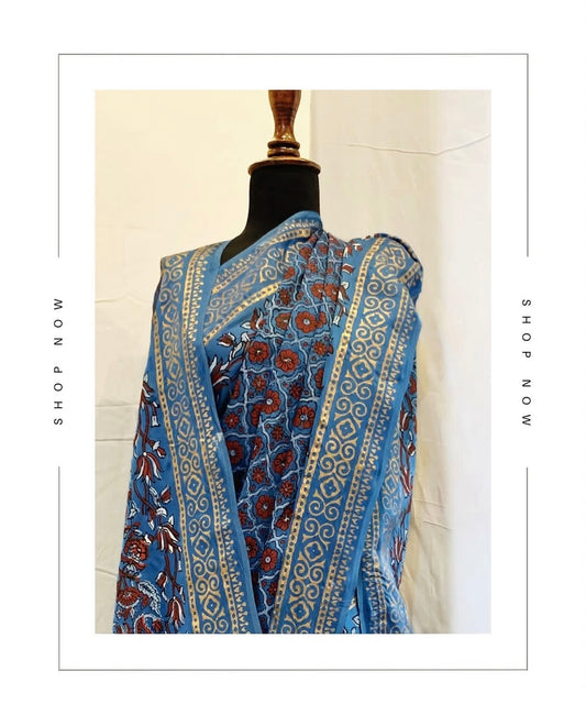 Ajrak Hand block print Saree