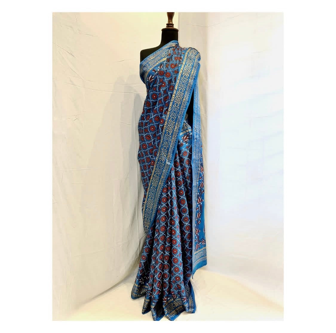 Ajrak Hand block print Saree