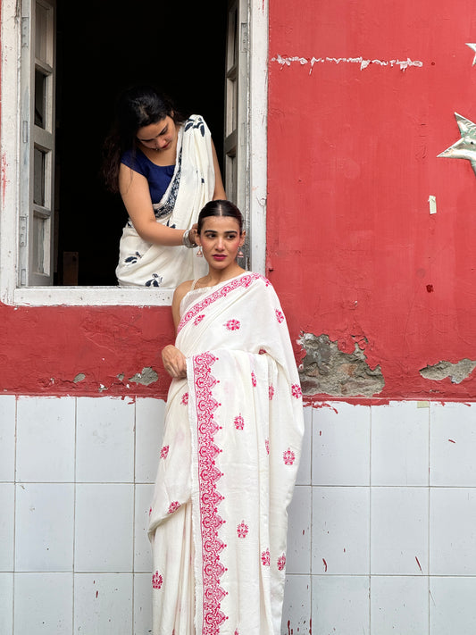 Gulban Hand Block Print Cotton Saree
