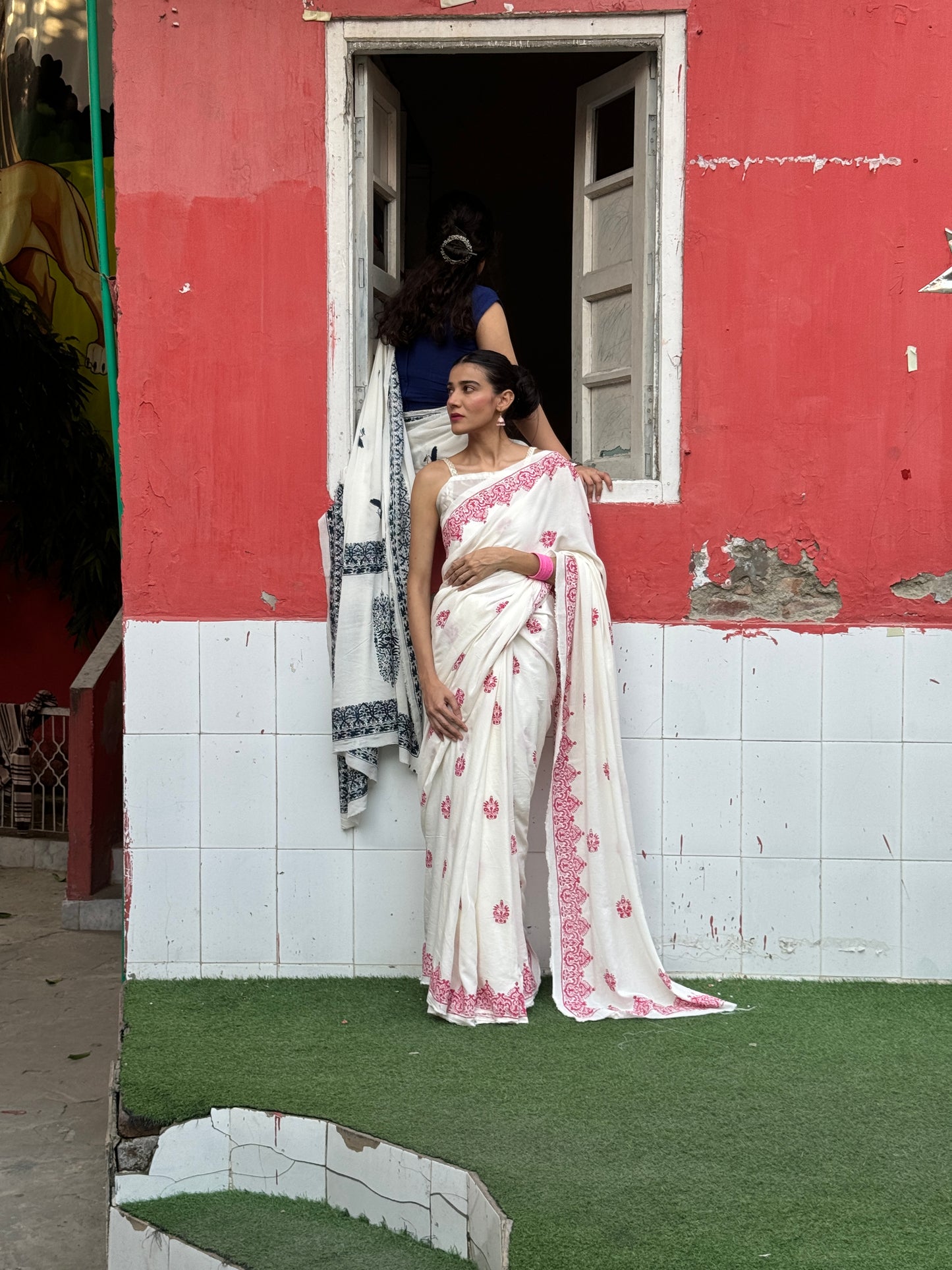 Gulban Hand Block Print Cotton Saree