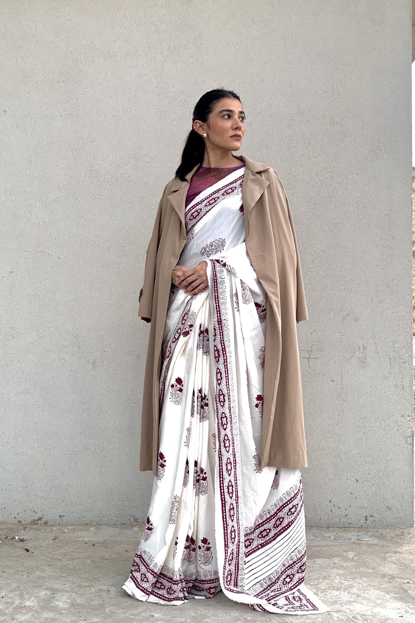 Anaabi Hand Block Print Cotton Saree