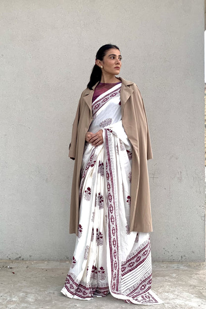 Anaabi Hand Block Print Cotton Saree