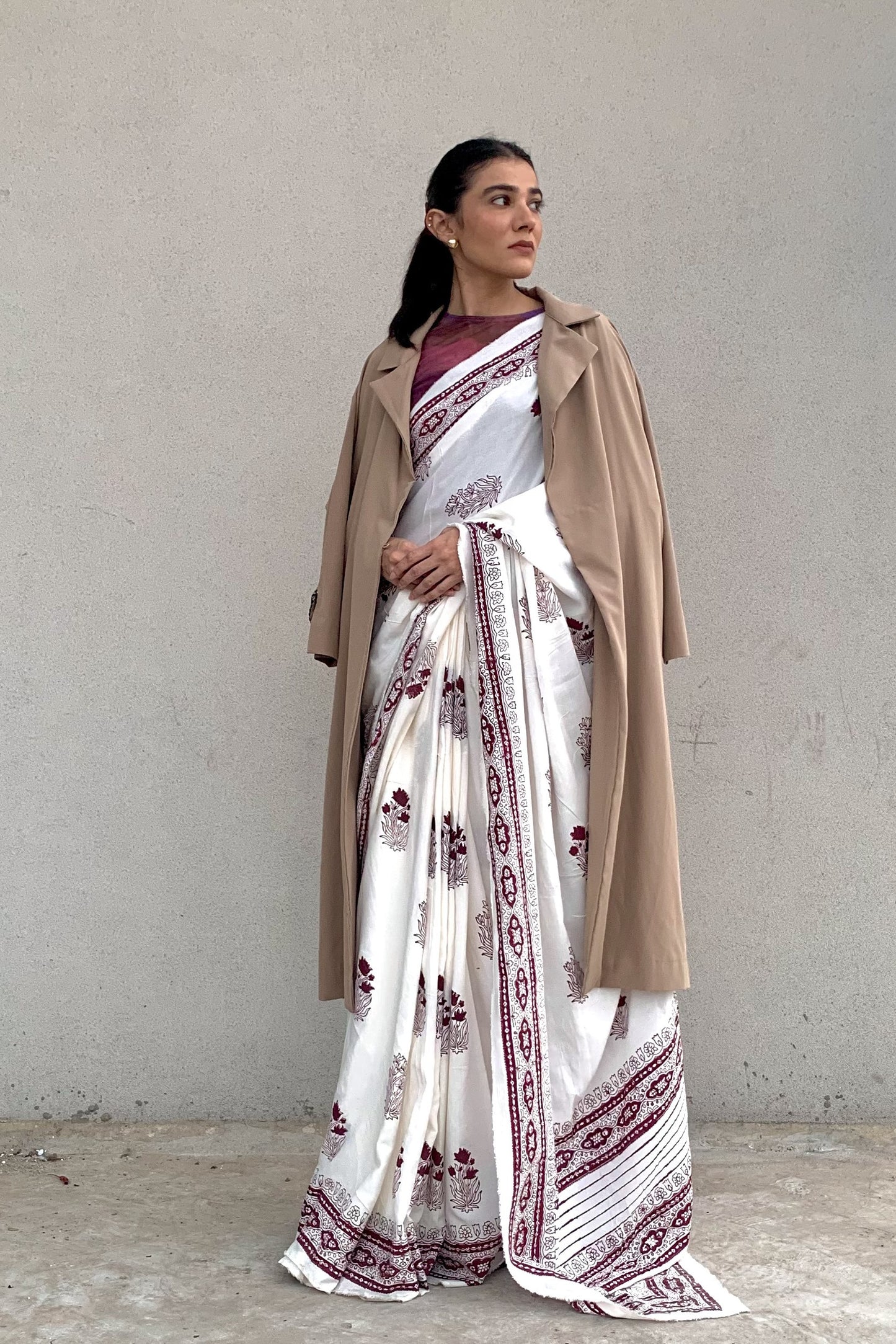 Anaabi Hand Block Print Cotton Saree